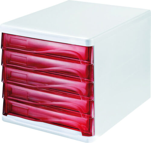 Schubladenbox 5Fach grau/t.rot