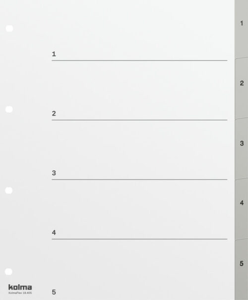 Register Kolmafl.A4 XL 1-5 gr.