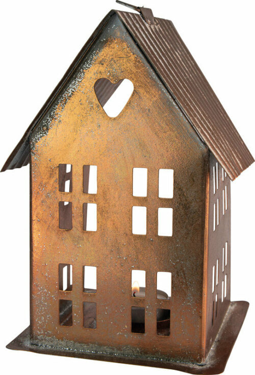 Windlicht Haus Metall 18.5cm