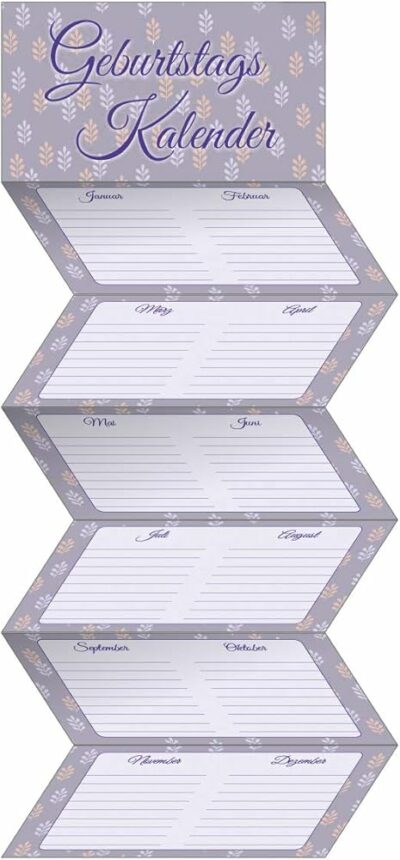 Geburtstagskalender Leporello Flieder