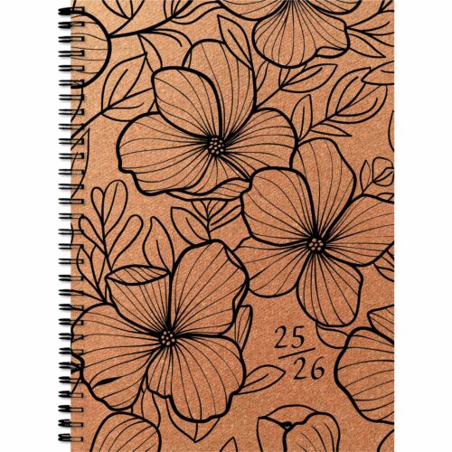 Recycling-Leather weekly A5 Flowers