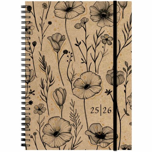 Kraft weekly A5 17 Monate Flowers