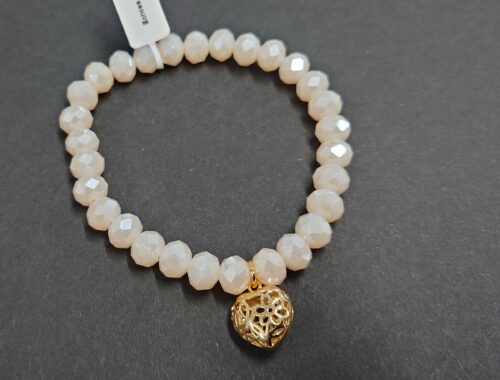 Armband aus Glas 8 mm mit Charm gold – Bild 2