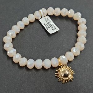 Armband aus Glas 8 mm mit Charm gold