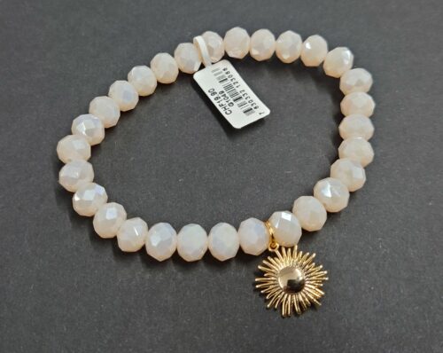 Armband aus Glas 8 mm mit Charm gold