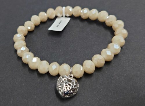 Armband aus Glas 8 mm mit Charm silber – Bild 2