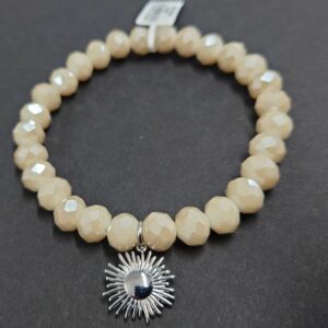 Armband aus Glas 8 mm mit Charm silber
