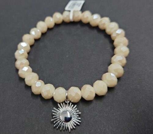Armband aus Glas 8 mm mit Charm silber