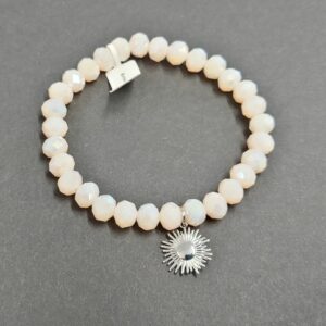 Armband aus Glas 8 mm mit Charm silber