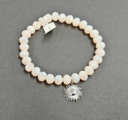 Armband aus Glas 8 mm mit Charm silber