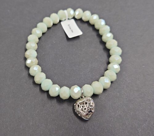 Armband aus Glas 8 mm mit Charm silber – Bild 2