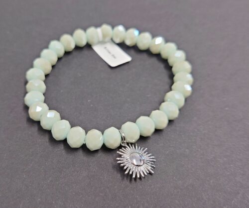 Armband aus Glas 8 mm mit Charm silber