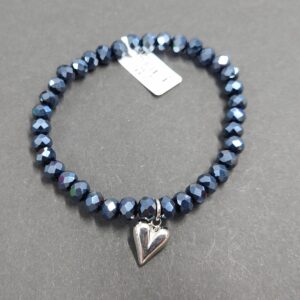 Armband aus Glas 6 mm mit Herz silber