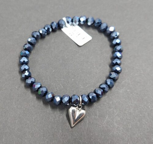 Armband aus Glas 6 mm mit Herz silber
