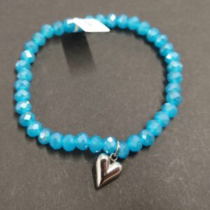 Armband aus Glas 6 mm mit Herz silber