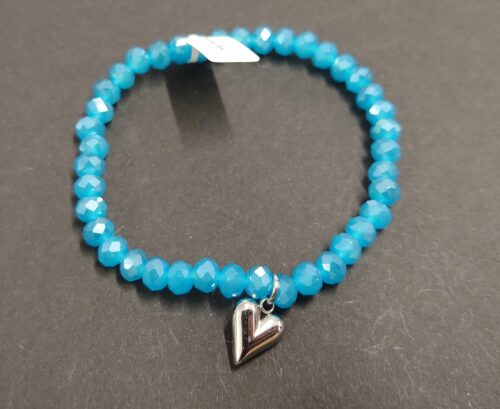 Armband aus Glas 6 mm mit Herz silber