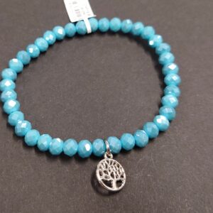 Armband aus Glas 6 mm mit Herz silber