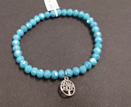 Armband aus Glas 6 mm mit Herz silber