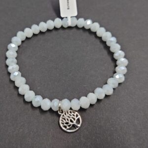 Armband aus Glas 6 mm mit Charm silber