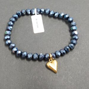 Armband aus Glas 6 mm mit Herz gold