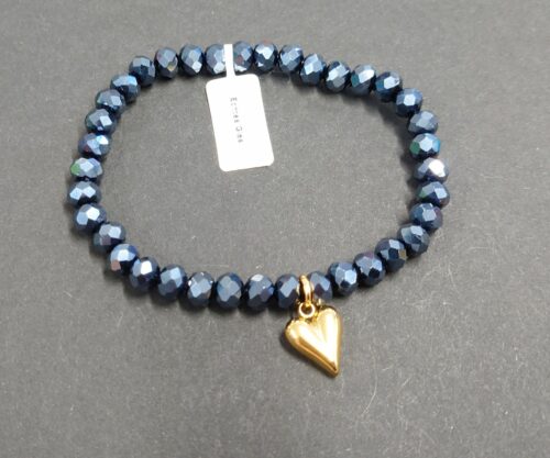 Armband aus Glas 6 mm mit Herz gold