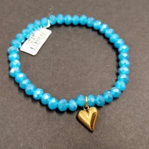 Armband aus Glas 6 mm mit Herz gold
