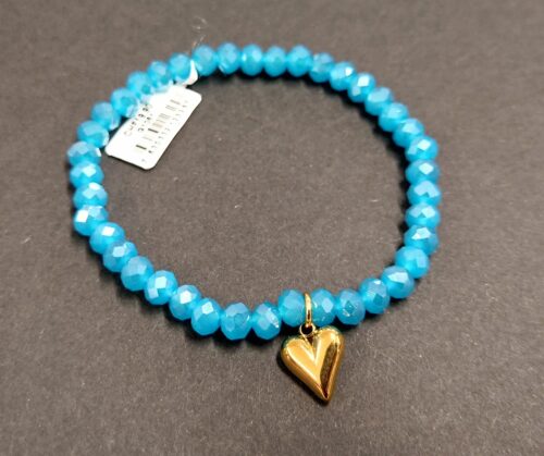 Armband aus Glas 6 mm mit Herz gold