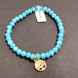 Armband aus Glas 6 mm mit Herz gold