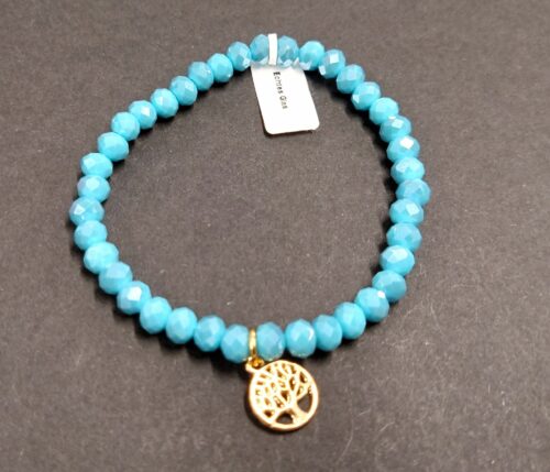 Armband aus Glas 6 mm mit Herz gold