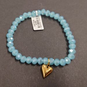 Armband aus Glas 6 mm mit Herz gold