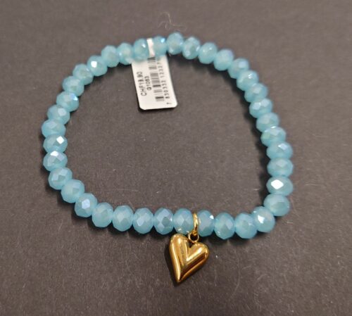Armband aus Glas 6 mm mit Herz gold