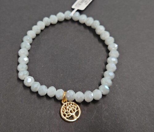 Armband aus Glas 6 mm mit Herz gold