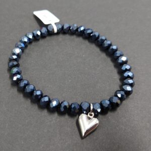 Armband aus Glas 6 mm mit Herz silber