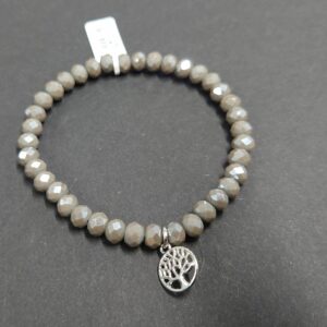 Armband aus Glas 6 mm mit Herz silber