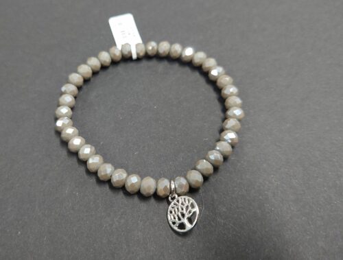 Armband aus Glas 6 mm mit Herz silber