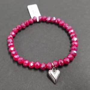 Armband aus Glas 6 mm mit Herz silber