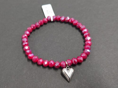 Armband aus Glas 6 mm mit Herz silber