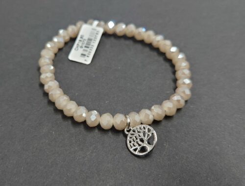Armband aus Glas 6 mm mit Charm silber