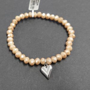 Armband aus Glas 6 mm mit Charm silber