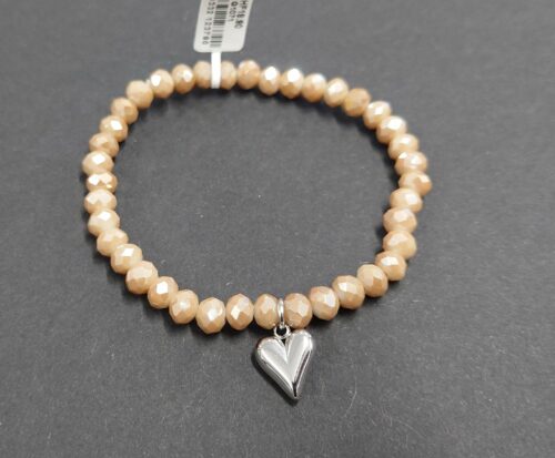 Armband aus Glas 6 mm mit Charm silber