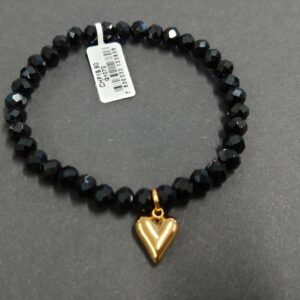 Armband aus Glas 6 mm mit Herz gold