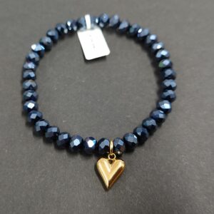 Armband aus Glas 6 mm mit Herz gold