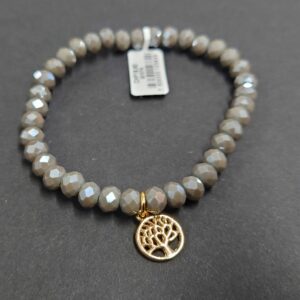 Armband aus Glas 6 mm mit Herz gold