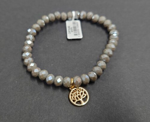 Armband aus Glas 6 mm mit Herz gold