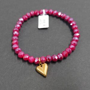 Armband aus Glas 6 mm mit Herz gold