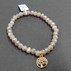 Armband aus Glas 6 mm mit Charm gold