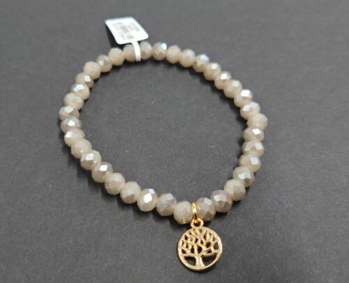 Armband aus Glas 6 mm mit Charm gold