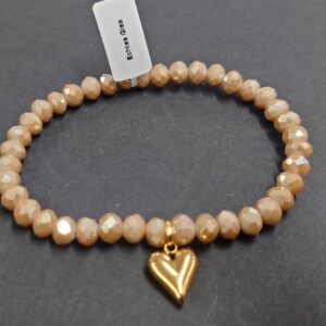 Armband aus Glas 6 mm mit Charm gold
