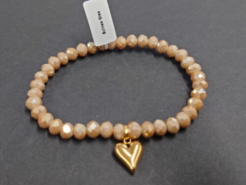 Armband aus Glas 6 mm mit Charm gold