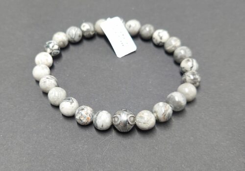 Männerarmband echte Steine 8 mm / Gr.20